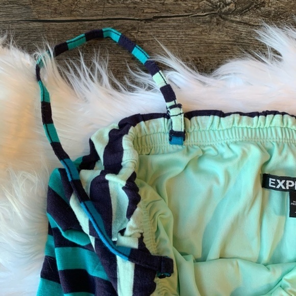 Express Striped Strapless Rainbow Colorful Ombré high low Midi Dress Medium M - Picture 4 of 8